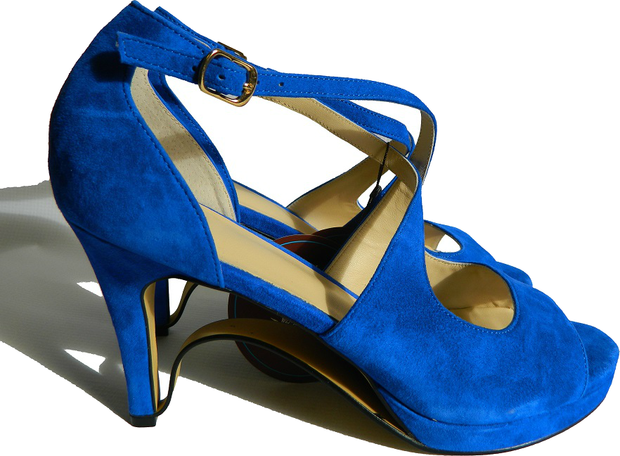 NEW! Ultra-Comfort Suede High Heels with Stabilization - Blue Sapphire