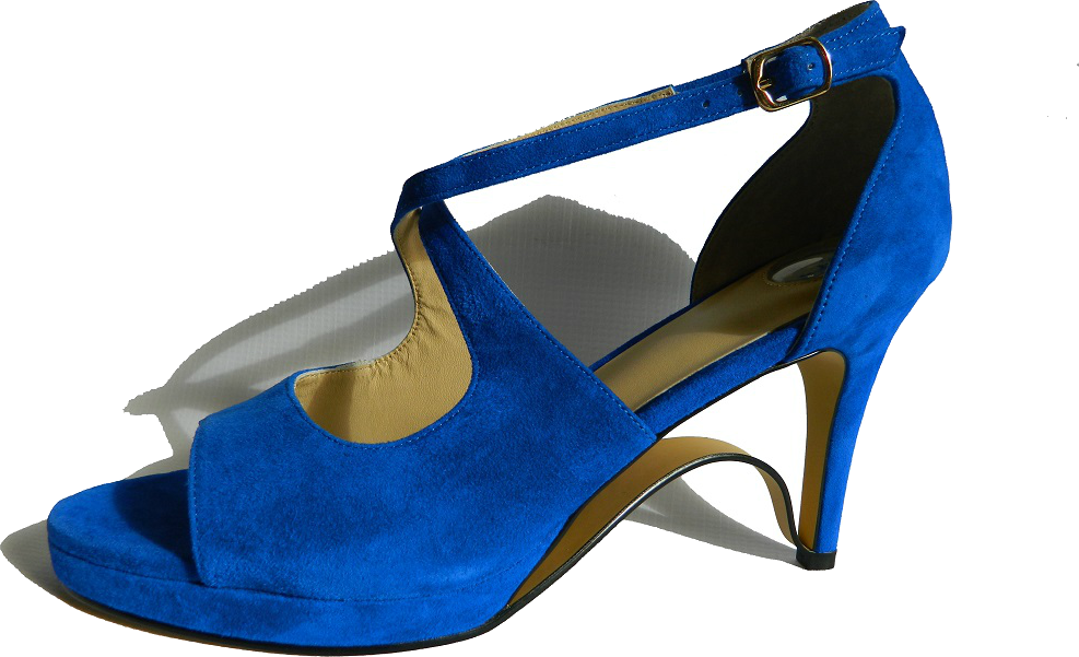 NEW! Ultra-Comfort Suede High Heels with Stabilization - Blue Sapphire